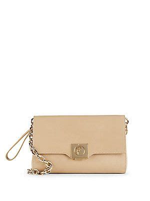 versace collection leather & goldtone chain handbag